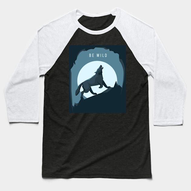 Wolf Double Exposure Baseball T-Shirt by attire zone